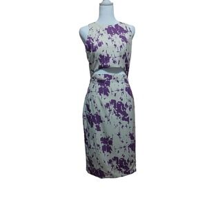Karen Zambos Rhys Dress Violet Reflection Purple Abstract‎ Cutout Midi Womens P